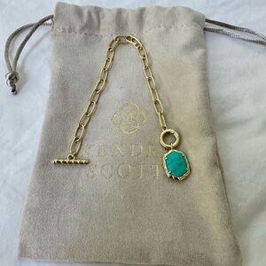 Kendra Scott Daphne Gold Link and Chain Bracelet in Variegated Turquoise